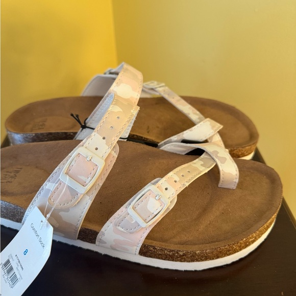 Time and Tru Asymmetric Strap Cushion Sandals In Pink Camo NWT Size 8 - Picture 5 of 7